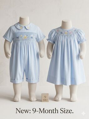 Hand-smocked Boy/Girl Twin Easter Outfits, Size 9 Mo.